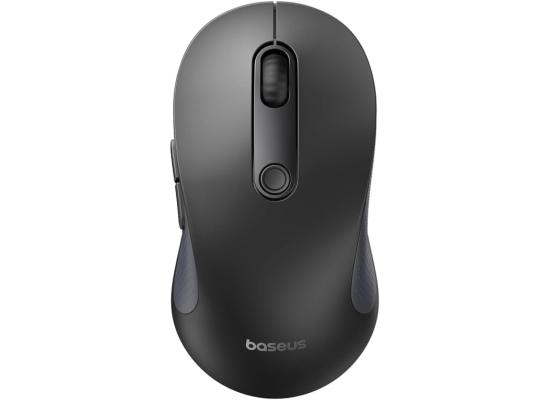 Baseus F02 Ergonomic Dual-Mode Wireless Mouse | Bluetooth 5.2 and 2.4Ghz Connectivity, Silent Buttons, 5 DPI Modes - Black